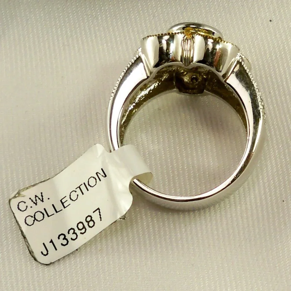 NEW Vintage Charles Winston Flower Yellow Cubic Zirconias Gold Silver Ring